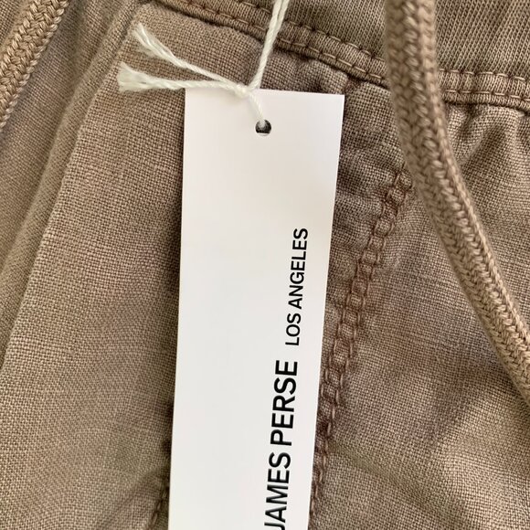 James Perse Soft Drape Pants Women Cargo Pigment Brown 100% Linen Drawstring NWT - Picture 5 of 15